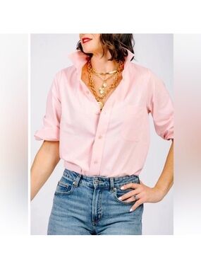 KMJ Kate McHale Jensen Light Pink Meeghan  Women's Button-Down Shirt size large